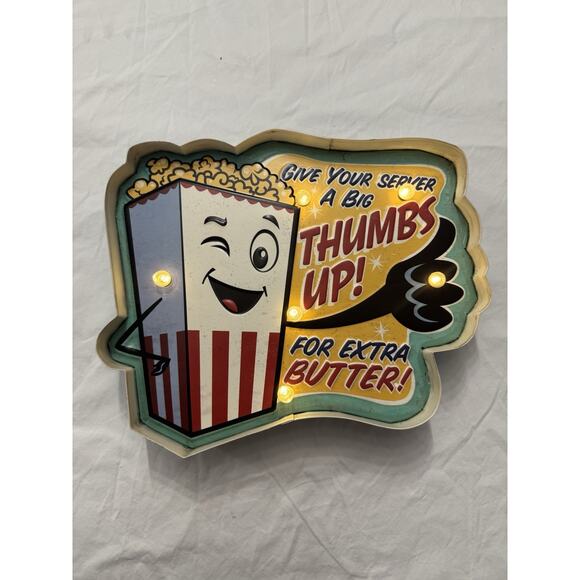 Vintage Give Your Server A Big Thumbs Up!! For Extra Butter Metal Sign Lights Up - Picture 2 of 3
